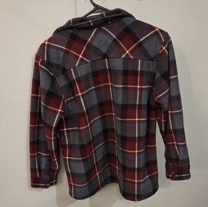 Freedom Foundry Boys Shirt Jacket  Sherpa Lined Fleece Hooded Red Plaid